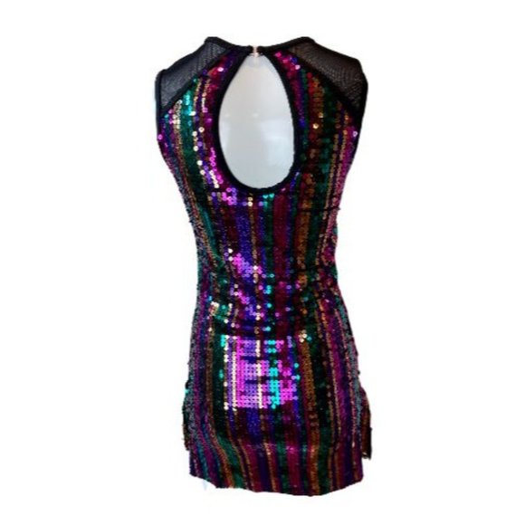 Weissman Girls Sequin Mini Performance Dress Dance Party Round Neck Blue Size S - Picture 2 of 7